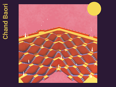 Chand Baori Step-Well graphic design illustraion vector