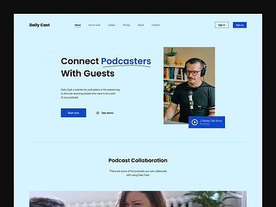 Daily Cast minimal podcast podcasts radio ui ux website