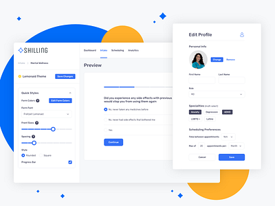 Shilling App app clean design edit form health info intake medicine options preview profile progressbar prototype styles ui ux webapp webdesign wellness