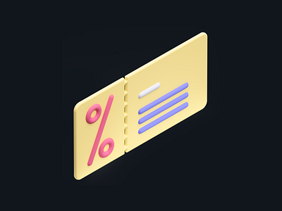 Coupon Icon - Shopicons 3D 3d coupon code coupons design discount ecommerce icons minimal shopicons shopping ticket