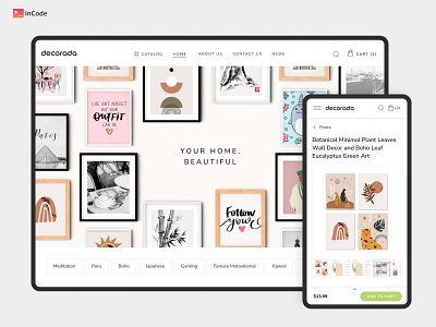 Decorada | Online Store for Wall Decor banner e shop web design header image online shop web design online store online store header online store web design product page mobile website header