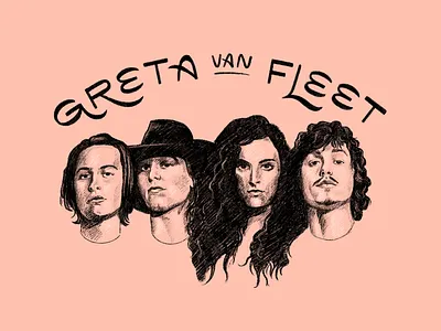 Greta Van Fleet band greta van fleet hand lettering illustration lettering men music musicians portrait retro rock rock and roll sketch type typography