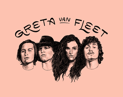 Greta Van Fleet band greta van fleet hand lettering illustration lettering men music musicians portrait retro rock rock and roll sketch type typography