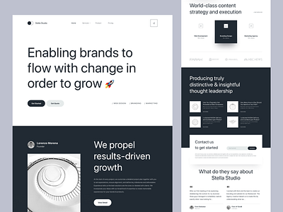 Stella - Creative Agency Landing Page agency black creative homepage landing page web web design website white