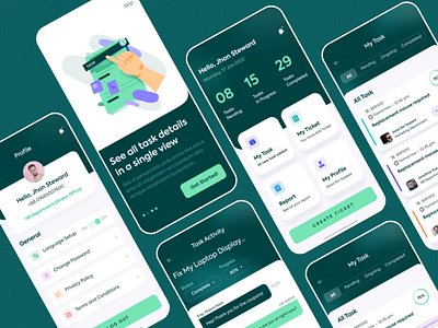 HR Task Manager App - V2 animation app creative design employee green hr interaction design mobile motion graphics product design project management app saad task task management app to do list ui ui animation ux visual design