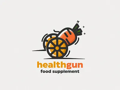 Orange and carrot logo combination Healthgun animation branding design flat illustration logo typography ui ux vector