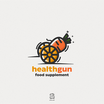 Orange and carrot logo combination Healthgun animation branding design flat illustration logo typography ui ux vector