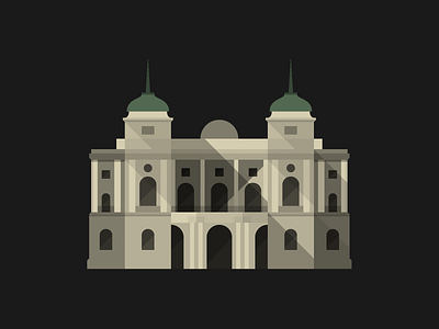 Croatian National Theatre, Zagreb architecture building flat illustration vector