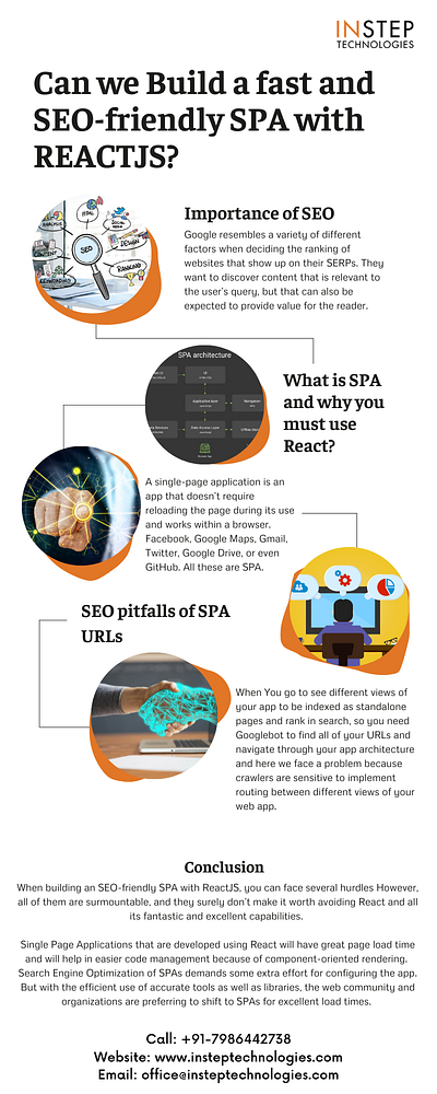 Can we Build a fast and SEO-friendly SPA with REACTJS? branding design digital marketing illustration insteptechnologies logo mobile app development web web design web development