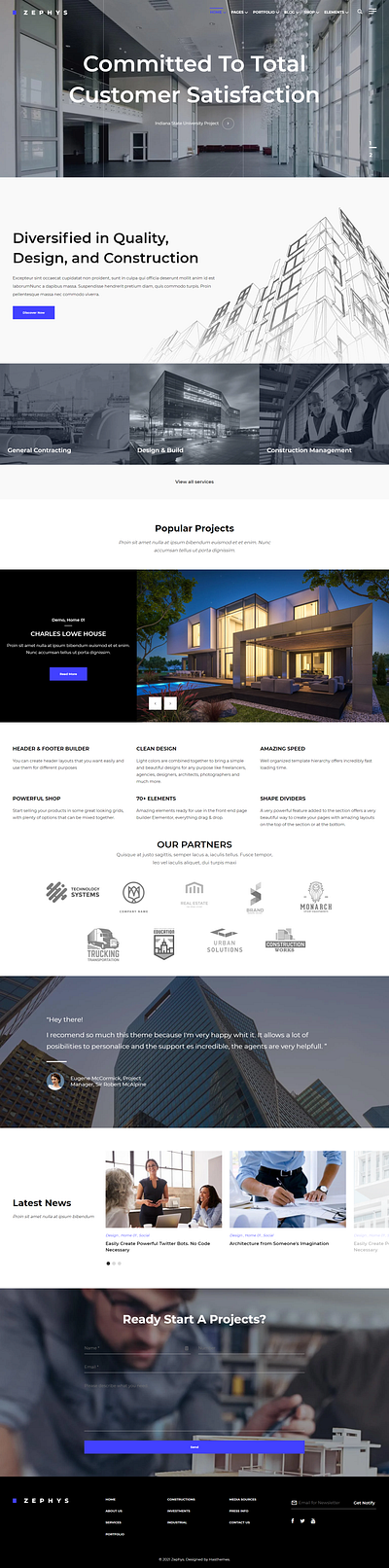 Zephys - Architecture & Interior HTML Template agency html template construction web template corporate html template interior furniture web template real estate html template