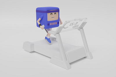 3D TV running on a treadmill 3d 3d art 3d design 3d illustration blender blendercycles c4d cute cycles design fitness happy illustration sports treadmill tv ui uidesign workout