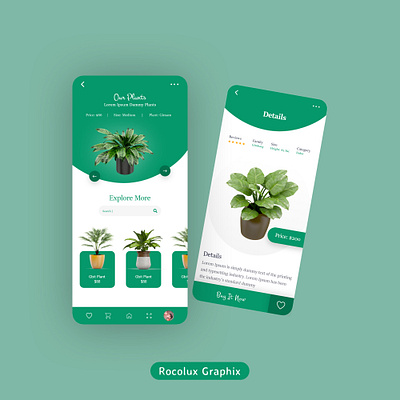 Plant Shop App Design | Xd App Design | Rocolux Graphix design e commerce app design soft ui design trends graphics ui ux xd app design xd design