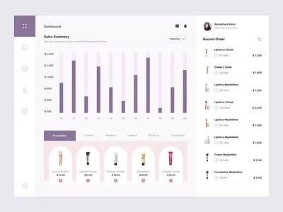 Posok - Cosmetics Dashboard admin analytics chart clean dashboard data graph interface menu minimal mvp payment point of sales pos system product product design report statistic tablet web