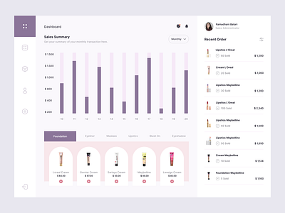 Posok - Cosmetics Dashboard admin analytics chart clean dashboard data graph interface menu minimal mvp payment point of sales pos system product product design report statistic tablet web