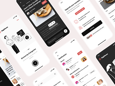 DigiNews - News App UI Kit android app article branding design ios medium mobile mobile app news story ui ui8 uidesign uikit ux uxdesign