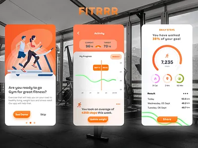 FITRRR app branding calm design illustration india logo mobile ui ux