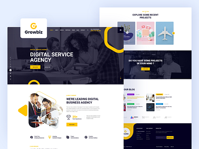 Growbiz - Digital Service Agency Template agency bdevs business clean company corporate creative design graphic design ladingpage ui ux website