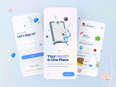 Medical App & Design System 3d 3d icons app components design sistem health ios isometric medical ui ui design