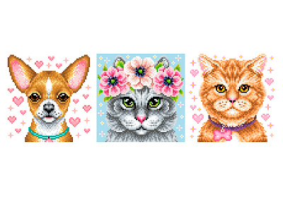 Pets. Pixel Art. animal animal illustration animals cat character character design design digital art dog graphicdesign illustration illustration art pets pixel art pixel artist pixel perfect pixels