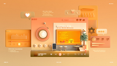 Drink&Music 3d character design illustration style ui