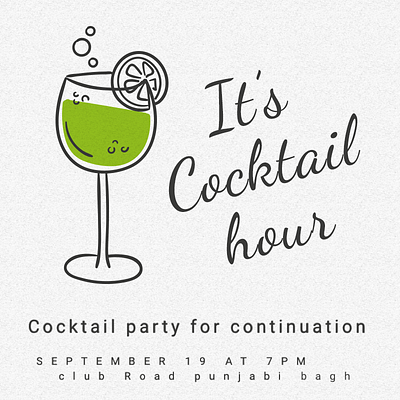 Cocktail party invitation branding illustration logo typography