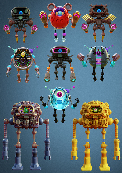 pokedstudio bots 3d blender characters cute cycles illustration nft