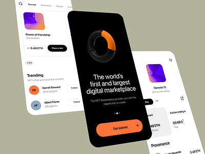 NFT Marketplace - Animation art auction bid branding crypto de fi defi eth etheric finance fintech mobile motion nft nft animation profile token ui ux wallet