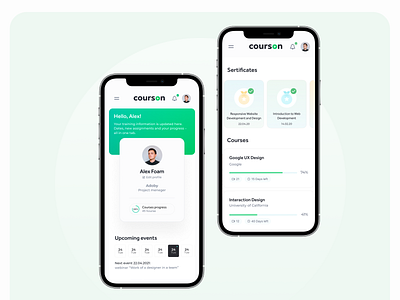 Courson user profile design education product ui ux