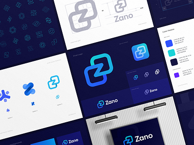 Zano Logo Design Process blockchain bolt brandbook branding connection crypto fintech gradient identity letter z logo p2p path privacy rebranding redesign speed tech token transaction