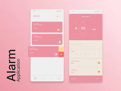 Alarm Application alarm alarm application mobile application mobile apps trendy design ui uiux ux