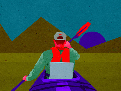 Canoe rafting art design extreme illustration minimalistic sport