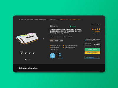 Ebuyer product page redesign: dark theme black clean dark mode dark theme design minimal ui ux web design