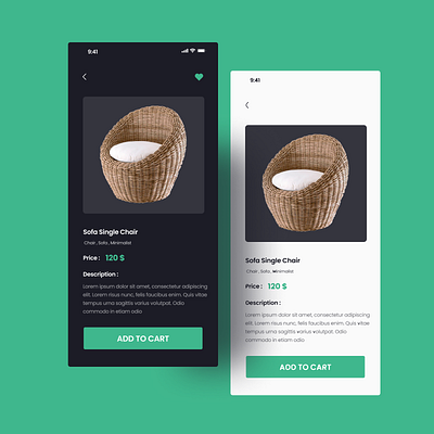 E-commerce App Ui design chair design ecommerce figma flat furniture green minimal ui ui kits ux