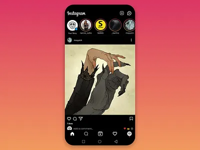 Replica of Instagram's Homepage dark darkmode icon instagram ui