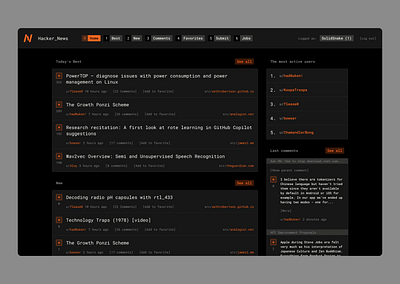 "Hacker News" redesign app design design feed figma graphic graphic design graphicdesign logo ui ux website