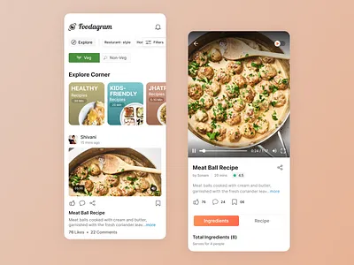 Food Blogging App app app design chef cooking detail page first dribble shot food food app design food photography food recipe food styling home made food instagram landingpage product design recipe splash ui ui design uiux