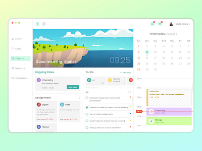 Online Education Platform – Dashboard agenda calendar dashboard edu education homepage online class online course product design productivity student ui uiux ux