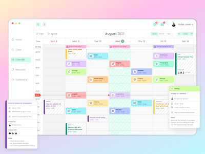 Online Education Platform – Planner agenda calendar calendar app education online class planner product design productivity ui uiux ux