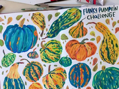 Pumpkins art autumn drawing gouache hand drawn illustration painting pumpkin sketchbook