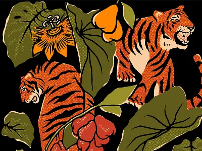 Three Tigers Brewing Co. Poster Detail design hand lettered hand lettering illustration procreate retro