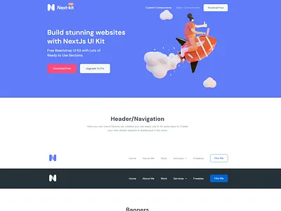 Nextkit – Nextjs Free UI Kit free react website next js ui kit next.js nextjs react ui kit free
