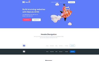 Nextkit – Nextjs Free UI Kit free react website next js ui kit next.js nextjs react ui kit free