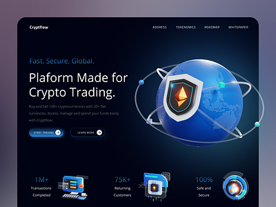 Project 3 - Crypto Landing Page 3d app branding crypto cryptocurrency design icon illustration logo modern nft ui ux vector