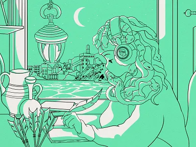 Lo-fi Medusa anime artifacts girl greece greek illustration lo fi magic medusa music mythology woman