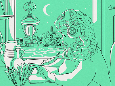 Lo-fi Medusa anime artifacts girl greece greek illustration lo fi magic medusa music mythology woman