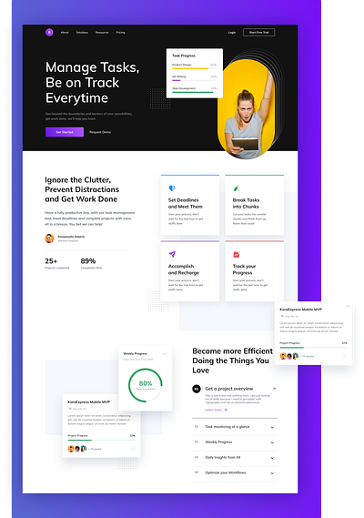 Task Management Landing Page design figma hero section landing page task management ui design ux ux design websites