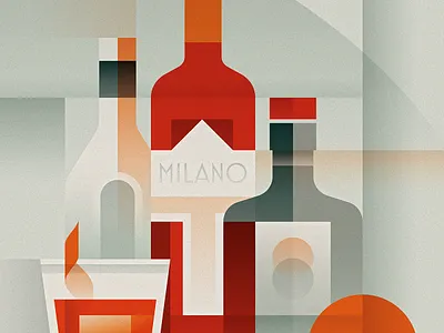 Negroni Week 2021 art deco bartender cocktail cubist for sale illustration illustrator negroni negroni week print retro vector