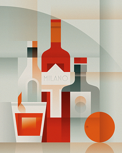 Negroni Week 2021 art deco bartender cocktail cubist for sale illustration illustrator negroni negroni week print retro vector