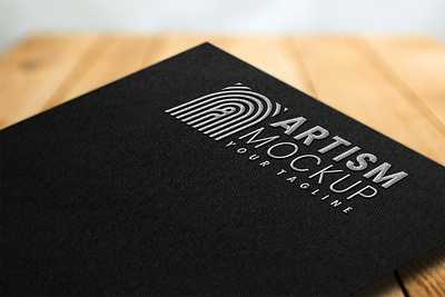 Black Cloth Logo Mock Up 3d branding business company design elegant graphic design layered leather logo mockup paper product psd template texture wall