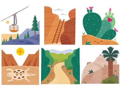 Palm Springs Hikes adobe illustrator california desert design icon design icons illustration map illustration maps mountains nature palm springs travel vector wildlife